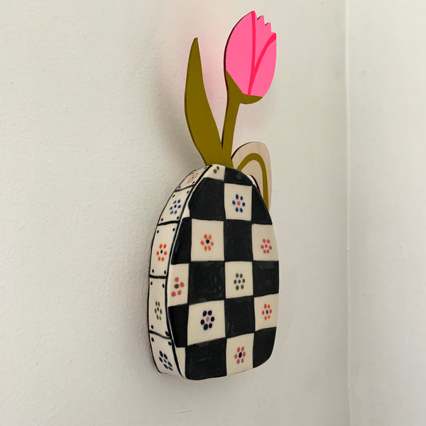 Checkered Wall Vase