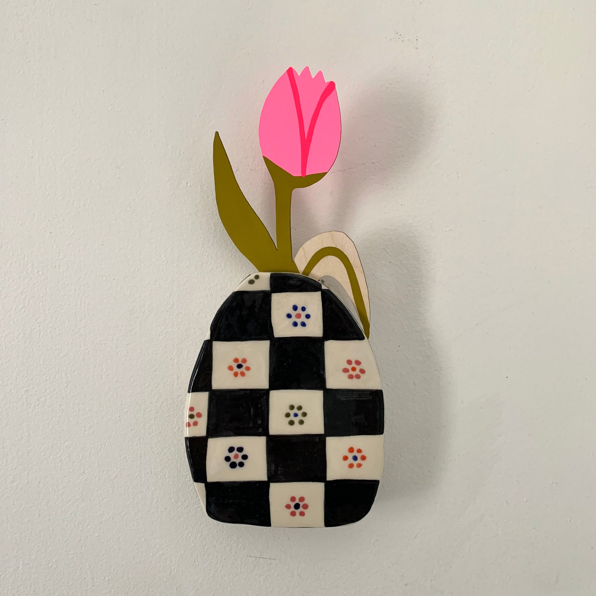 Checkered Wall Vase