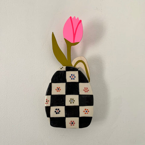 Checkered Wall Vase