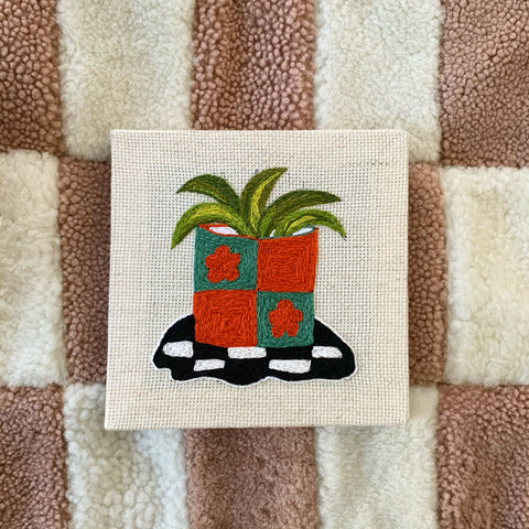 Checkered Planter Embroidery