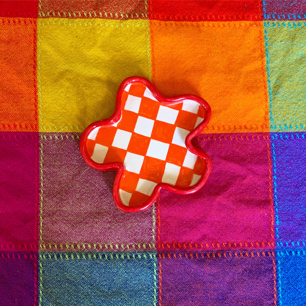 Flower Tray in orange checker