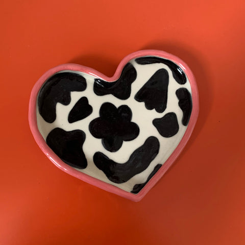 Heart Tray in Cow Print