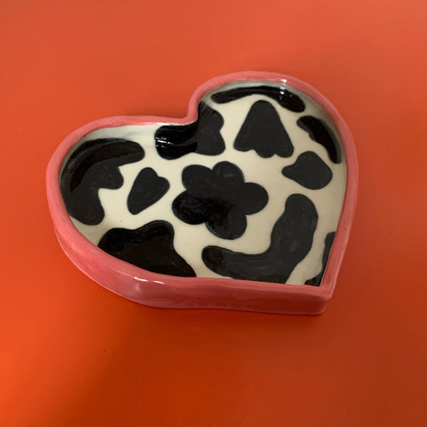 Heart Tray in Cow Print