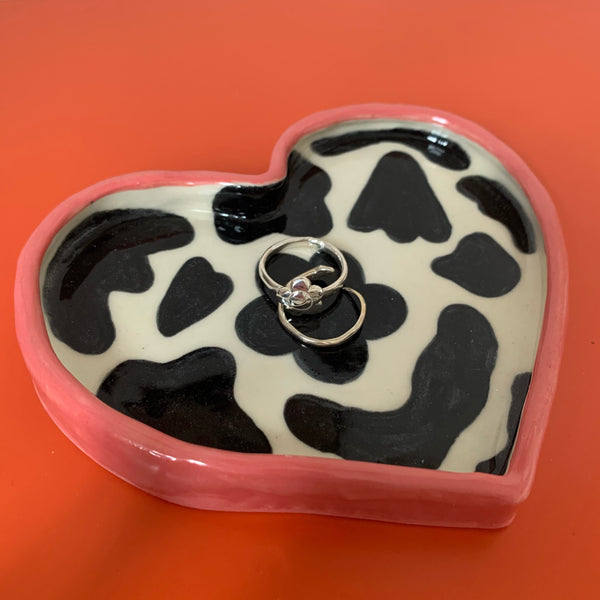 Heart Tray in Cow Print